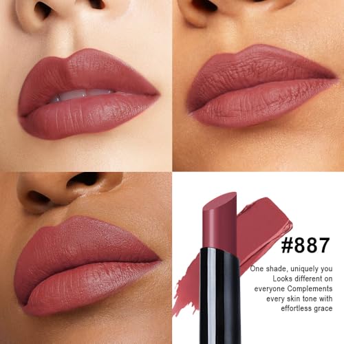 AMY'S DIARY Dusty Pink Velvet Matte Lipstick #887 - Hydrating Long Lasting Waterproof Lip Color for Women