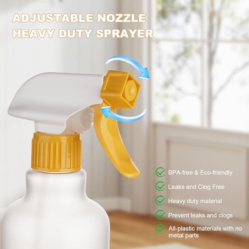Heavy Duty 12oz Plastic Spray Bottles - Adjustable Mist & Stream (2 Pack)