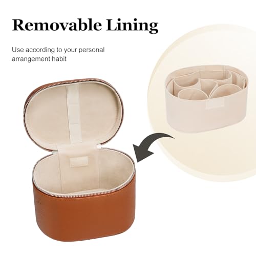Cosmetic Case, Leather Makeup Bag, Portable Handheld Makeup Case, Detachable Compartments