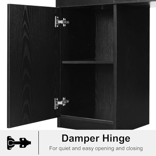 Black Salon Station w/ 3 Drawers, Cabinet & 3 Dryer Holders