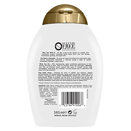 OGX Hair Conditioner, Nourishing Coconut Milk, Sulfate-Free | 13 Fl Oz | Pack of 2