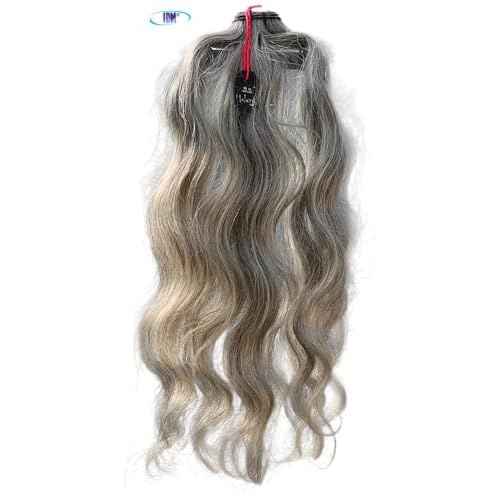 Salt & Pepper Wavy Natural Gray Indian Raw Hair Extension (22" Wavy One Bundle)
