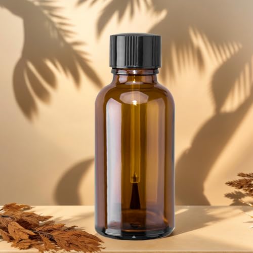 6PCS Large Empty Nail Polish Bottles with Brush, Brown Refillable Glass Varnish Cuticle Oil Bottles Travel Containers with Funnel & Mixing Balls for DIY Nail Art Cuticle Oils (30ML)