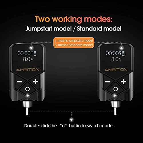 Tattoo Power Supply - Ambition 2Pcs Kuark Mini Wireless Portable RCA Tattoo 2400mAh & 1800mAh Lithium Battery Pack with LED Digital Display for Rotary Tattoo Machine