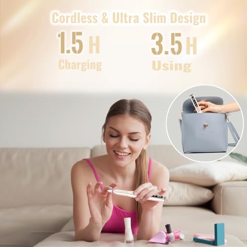 Denabuty Golden Cordless Electric Nail Drill 35000RPM Manicure & Pedicure Tool