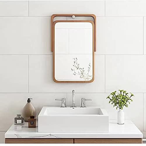 Vintage Wooden Table and Wall-Mounted Makeup Mirror - 8x11 inch