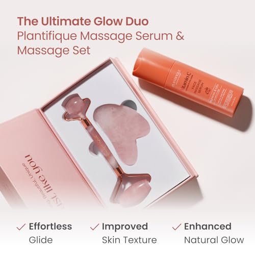 PLANTIFIQUE Face Roller and Gua Sha Rose Quartz Certified | Gifts | Guasha Tool for Face | Jawline Shaper | Your Skin Care Routine