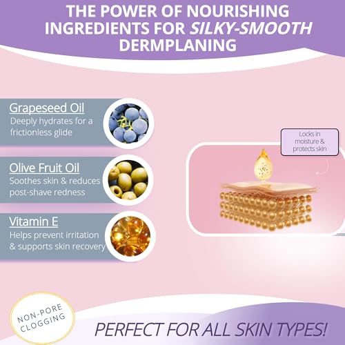 Dermaplane Oil for Face - Unscented Shaving & Skin Softening Oil, 1.7 Fl Oz