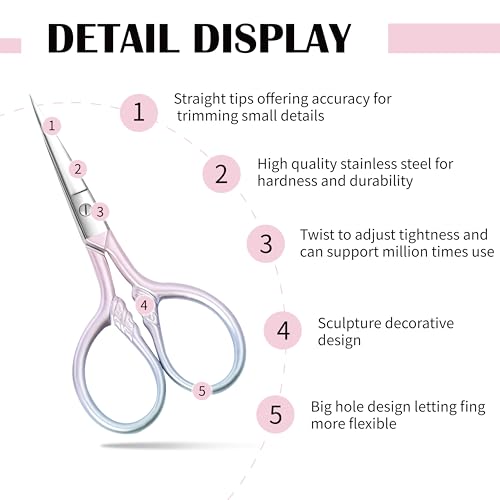 Professional Stainless Steel Eyebrow Scissors for Men Women, 2 Pack with Cases