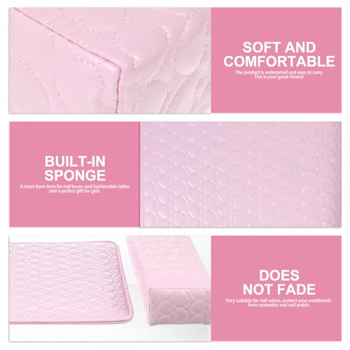 Manicure Hand Pillow Leather Wrist Rest Cushion for Nail Tech Nail Salon Arm Support Mat Waterproof Comfortable Art Accessory 14.76X11.41 Inches