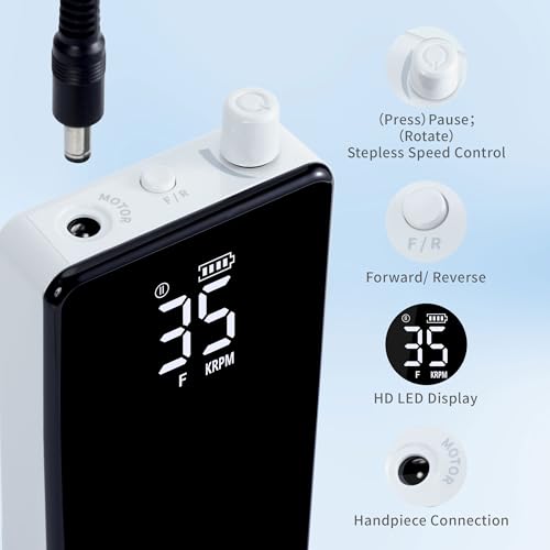 Delanie 35000 RPM Electric Nail Drill – Black, Professional Nail Drill for Acrylic & Gel Removal