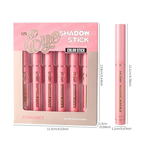 VolksRose 6-Piece Eyeshadow Stick Set - Waterproof Matte & Shimmer