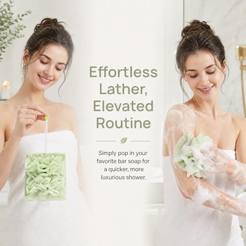 3-Pack Bar Soap Pouch with Loofah Mesh Scrubber