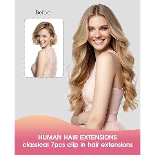 Youngsmile Clip in Hair Extensions Real Human Hair, Human Hair Extensions Clip in, Color 8 Ash Brown Fading to 60 Platinum Blond mixed 18 Ash Blond,20 Inch 120 Gram 7 Pcs (CLIP#8/60/18-20Inch)
