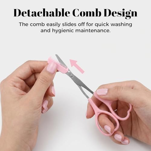 2-in-1 Eyebrow Trimmer Scissor with Comb - Stainless Steel