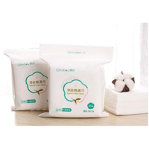 XICHEN 100 pcs Disposable Towel for Washing Face Cotton Pads Cosmetic Cotton 50pcs/ Box of Add 50 Replacement Refill Can be Wet and Dry