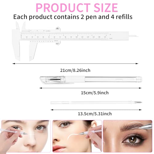 Eyebrow Microblading Mapping Pen - 2 Pcs with 4 Refills