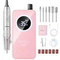 Makartt Pink Cordless Nail Drill for Beginners - Safe, Adjustable RPM, Rechargeable E-File