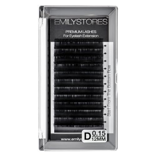 Eyelash Extensions 0.15mm Thickness D Curl Length 12mm Volume Individual eyelashes For Lash Extension(0.15,D,12mm)