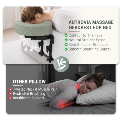Massage Headrest for Bed - Adjustable Face Cradle (6-17" Mattress)