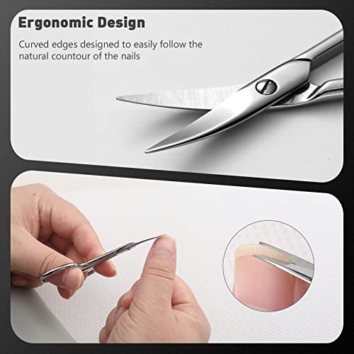 BEZOX Stainless Steel Curved Nail Scissors for Thick Toenails & Fingernails