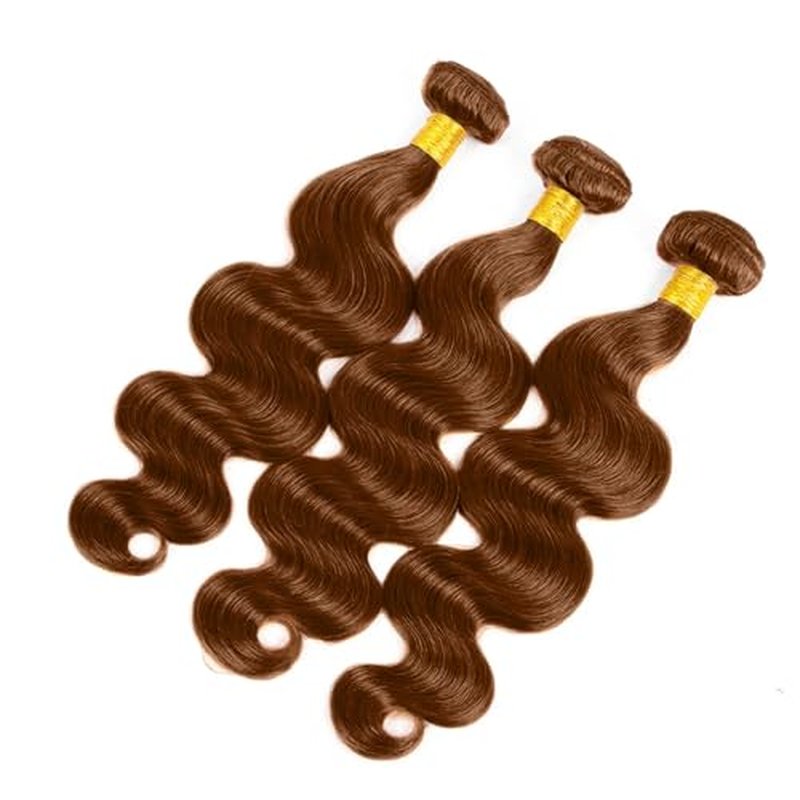 #30 Light Brown Body Wave Human Hair Bundles - 16, 18, 20 Inch