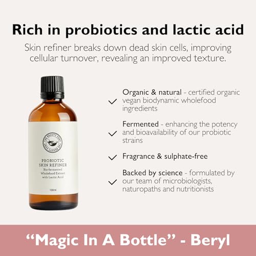 The Beauty Chef Probiotic Skin Refiner, Bio-Fermented Exfoliating Toner for Smooth & Radiant Skin, Hydrating & Nourishing Formula with Probiotics & Lactic Acid, 3.38 fl. oz / 100mL