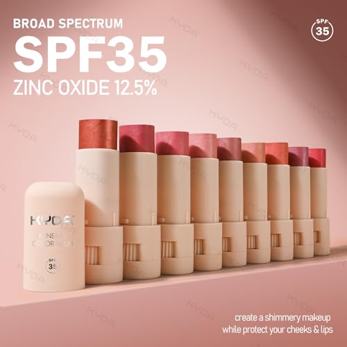 KYDA 3 Colors KYDA Mineral Color Balm, SPF 35, Buildable Shimmer Color for Lip and Cheek, Shimmer Cream Blush Stick, Lightweight Blendable, Multiuse Makeup Balm, PINK+BLUSH+SHY