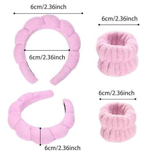 Spa Gift Set: Bubble Headband, Face Wash Headband, Skin Care Wristbands for Ladies and Women