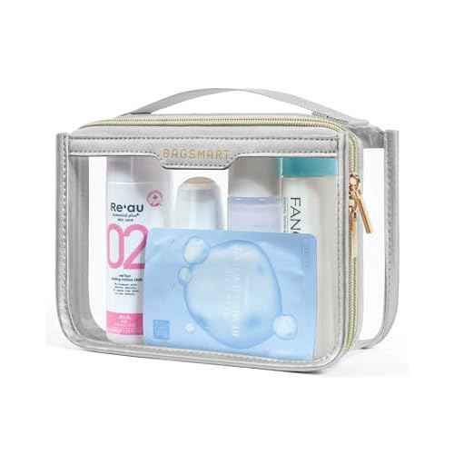 BAGSMART TSA Approved Toiletry Bag, Clear Travel Toiletry Bag, Makeup Cosmetic Pouch Bag for Women Quart Size Compliant Bag Organizer for Travel Essentials (Grey Pack of 1)