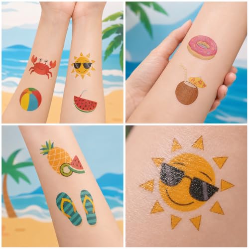 96pcs Beach Pool Temporary Tattoos for Kids