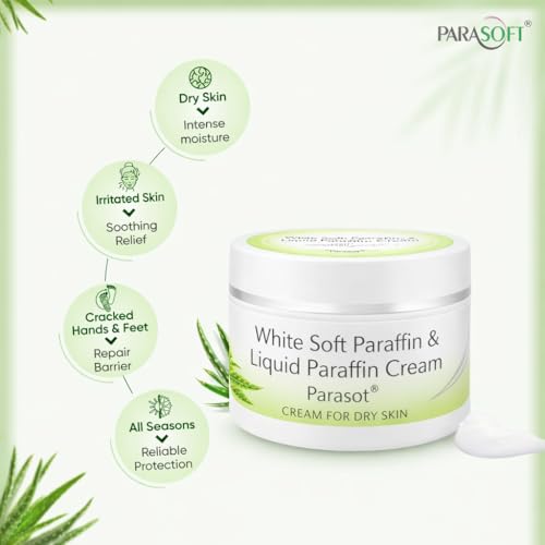Parasoft Moisturizing Cream with White Soft Paraffin & Liquid Paraffin (100 g / 3.52 oz) Nourishing Daily Hydration Cream for Dry Skin