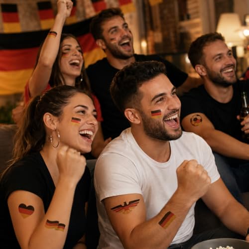 Germany Flag Temporary Tattoos for World Cup 2026 Soccer Fans - Waterproof Face & Body Stickers, Kid & Adult Party Accessories
