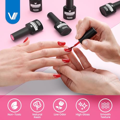 VANREESA 24 Pcs Gel Nail Polish Set - 21 Colors with Base & Top Coats