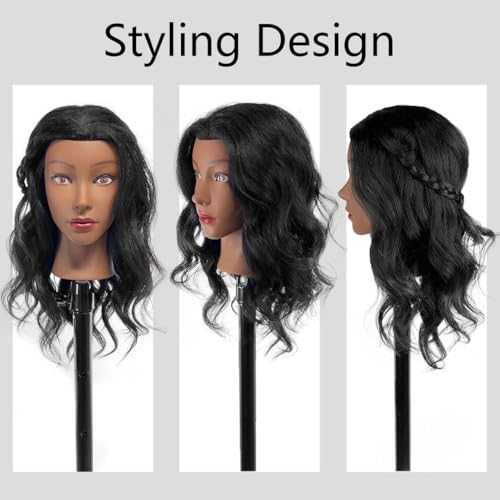 100% Human Hair Mannequin Head 18" with Tripod Stand
