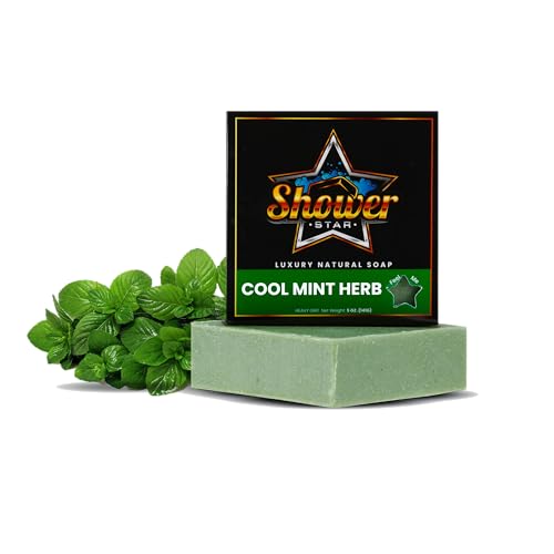 10 PACKS Shower Star Bar Soap Body Wash For Men 5 Oz Daily Use Natural Shower Soap Men's Soap Long Lasting Freshness Olive & Natural Oils NonGMO No Parabens Cool Mint Herb Green Forest & MORE GIFT BOX