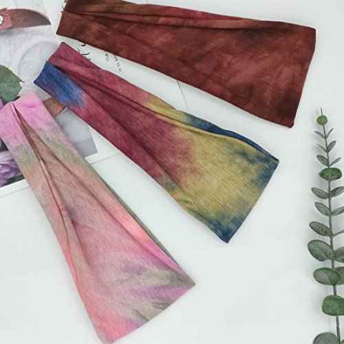Headbands For Women Workout Wide Headband Yoga Head Bands For Women's Hair Accessories Fashion Band Tie Dye 6 Pack