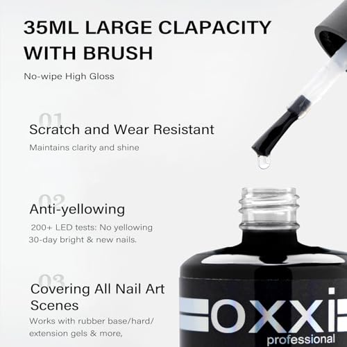 OXXI Professional 35ML*2 Rubber Base Gel Polish and No Wipe Top Set Tpo Hema Free Large Capacity Nail Base and Top Coat