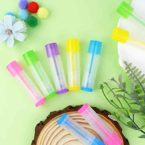 25 Pcs Clear Empty Lip Balm Tubes Lip Balm Containers Lipstick Container with Caps DIY Lip Balm Tubes Refillable Lip Balm Tube for Homemade Lip Gloss Lipstick 5.5Ml Plastic Lip Balm Containers