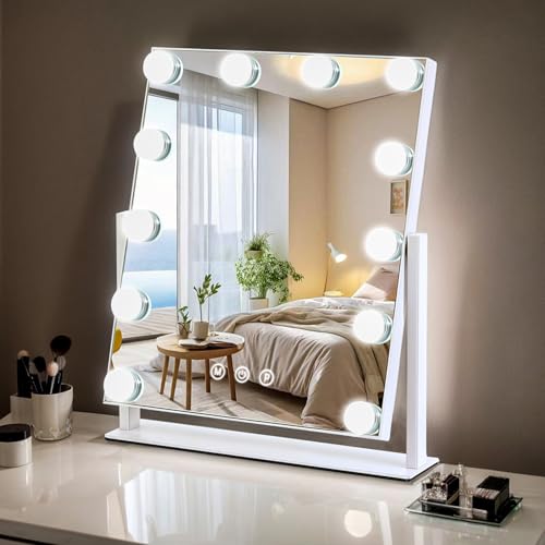 Lighted Makeup Mirror 13x11 Hollywood Vanity with 12 Dimmable Bulbs