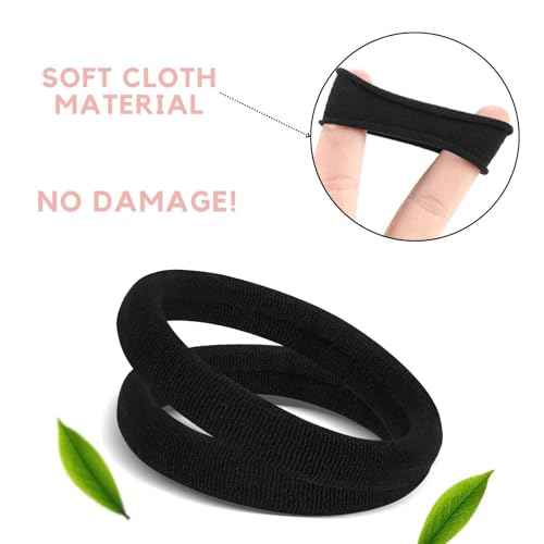 60 Pcs 2 Inch Black No Damage Hair Ties for Women Thick Hair, Large Soft Seamless Nylon Fabric Elastic Hair Ties Ponytail Hair Holders Hair Elastics Hair Band for Women