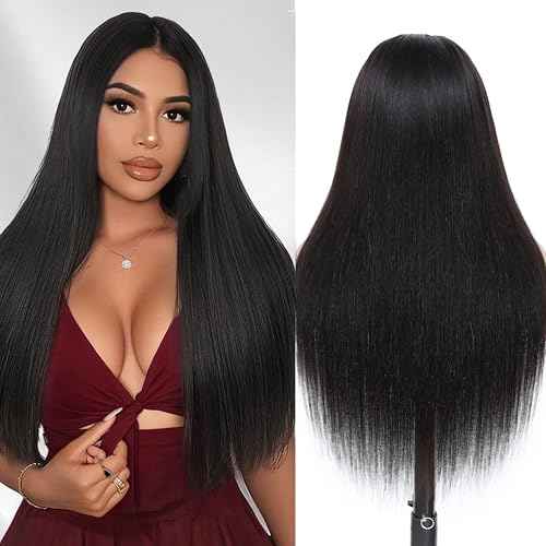 Straight Human Hair Wig 30 Inch Lace Front Wigs Human Hair 200 Density 13x6 HD Straight Lace Front Wigs Human Hair Pre Plucked Glueless Lace Frontal Wigs for Women Natural Black