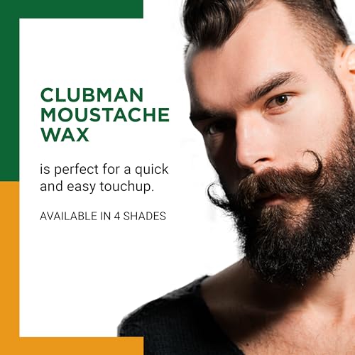 Clubman Mustache Wax for Men ? Chestnut Light Brown, Strong Hold Moustache Wax with Styling Brush, Hang Pack, 0.5 oz