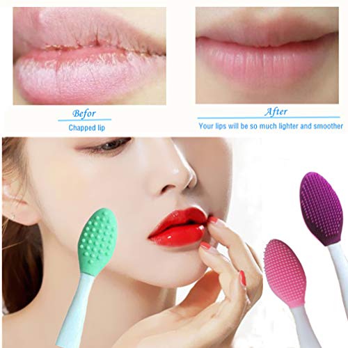 3 Pcs Lip Scrub Brush Set - Silicone Exfoliating Lip & Face Cleansers - Lightening
