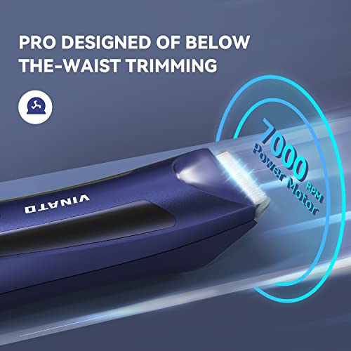 VINATO Electric Body Hair Trimmer - Manscape Ball Trimmer, Groin Hair Trimmer for Men, Waterproof Ball Shaver, USB Recharge Dock Replaceable Ceramic Blade, Male Hygiene Razor, 90 Mins Battery Life