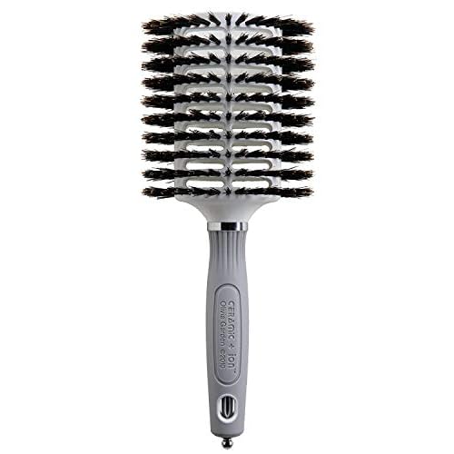 Olivia Garden Ceramic and Ion Turbo Vent 100% Boar Bristle Hair Brush with Sectioning Pick