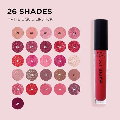 MON RÊVE Matte Lipstick – Long Lasting Creamy Velvety Finish