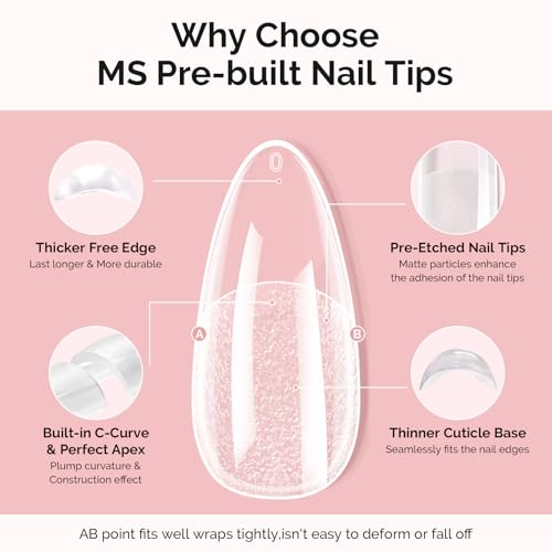 MelodySusie Medium Almond Apex Gel Nail Tips Kit - 300 Pcs, 15 Sizes
