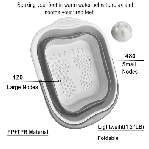 Collapsible Foot Soak Tub 15L with Handle - Portable Bath Massager