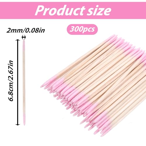 300 Cotton Swabs with Pointed Tips for Makeup & Nail Care